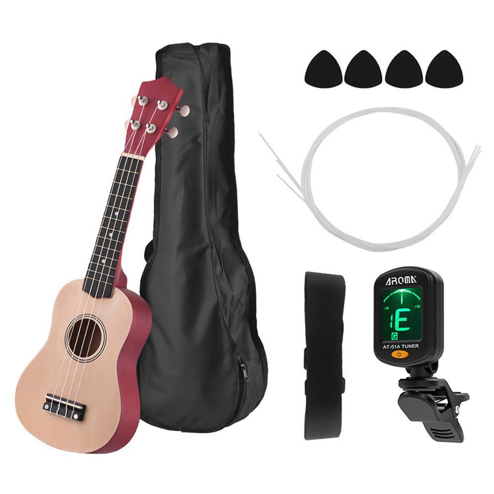 Muslady-Ukelele Soprano de madera de caoba, 21 pulgadas, con bolsa de transporte, sintonizador de cuerdas, púas de celuloide,: Basswood body NA