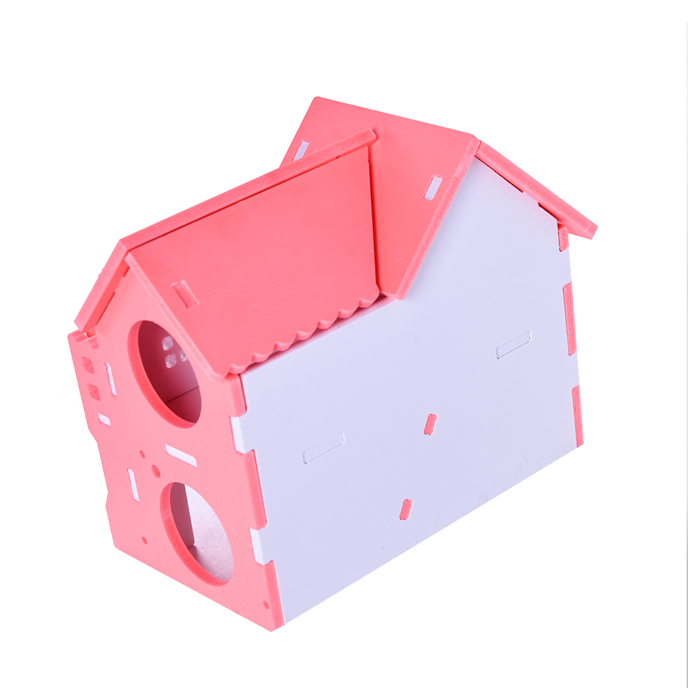 Casa de madera rosa para hámster, casa sólida lavable para ratas, jaula para conejillos de indias, accesorios para mascotas ZG0012