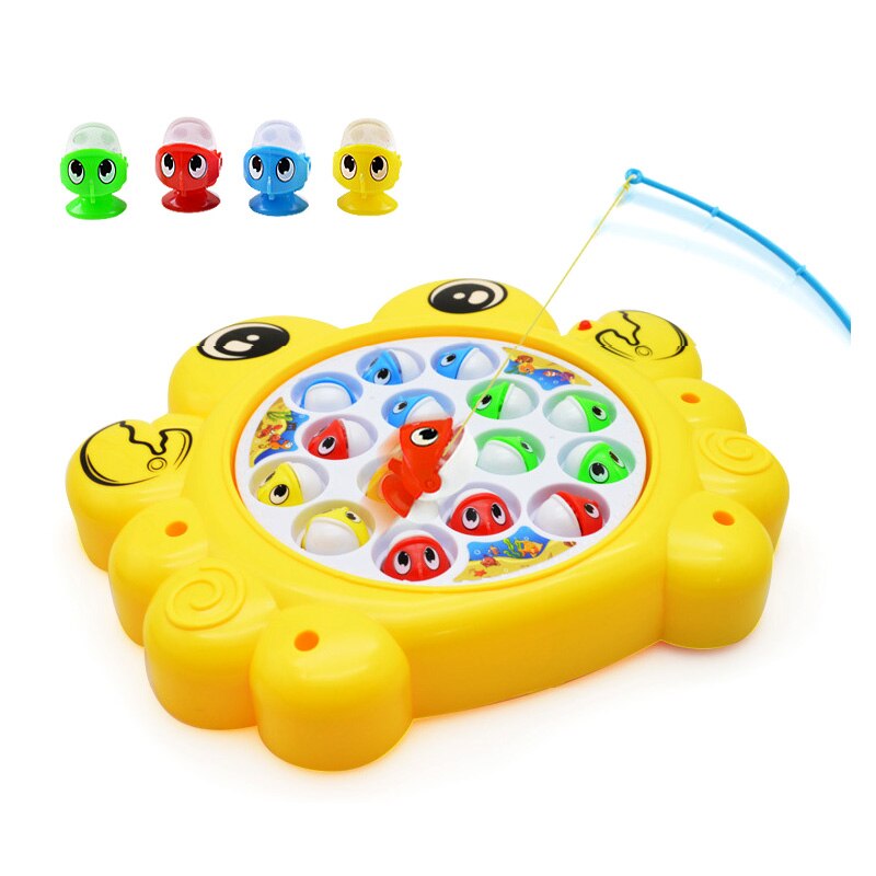 Conjunto de juguetes de pesca eléctrica para niños, juguete educativo con plataforma de pesca giratoria, de dibujos animados,