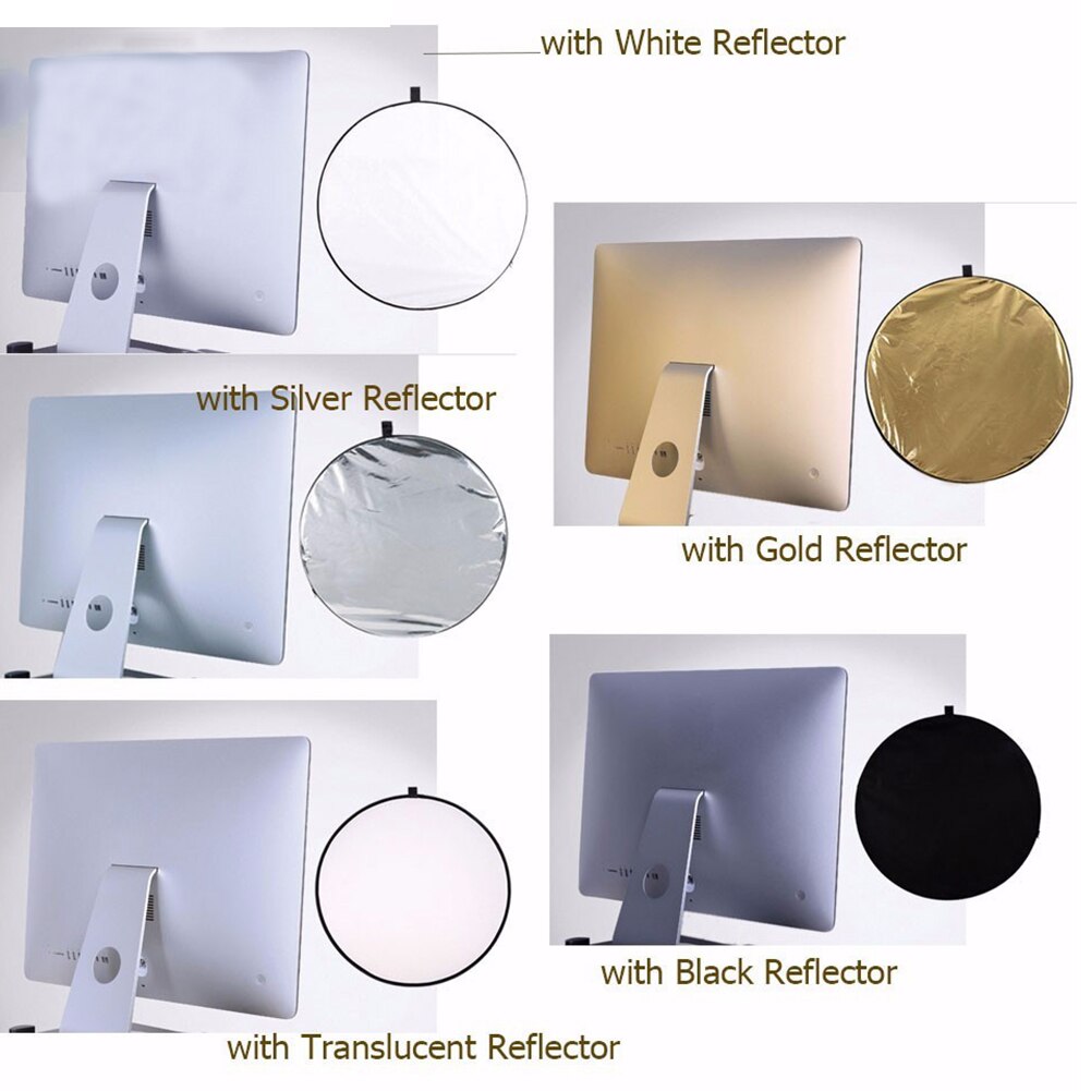 5 in 1 Photography Reflector Gold Silver White Black Translucent Portable Collapsible Light Round Photo Studio Reflector 80cm