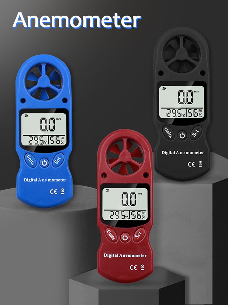 3 In 1 Mini Lcd Wind Speed Temperatuur-vochtigheidsmeter Multifunctionele Anemometer Digitale Anemometer Meetgereedschap