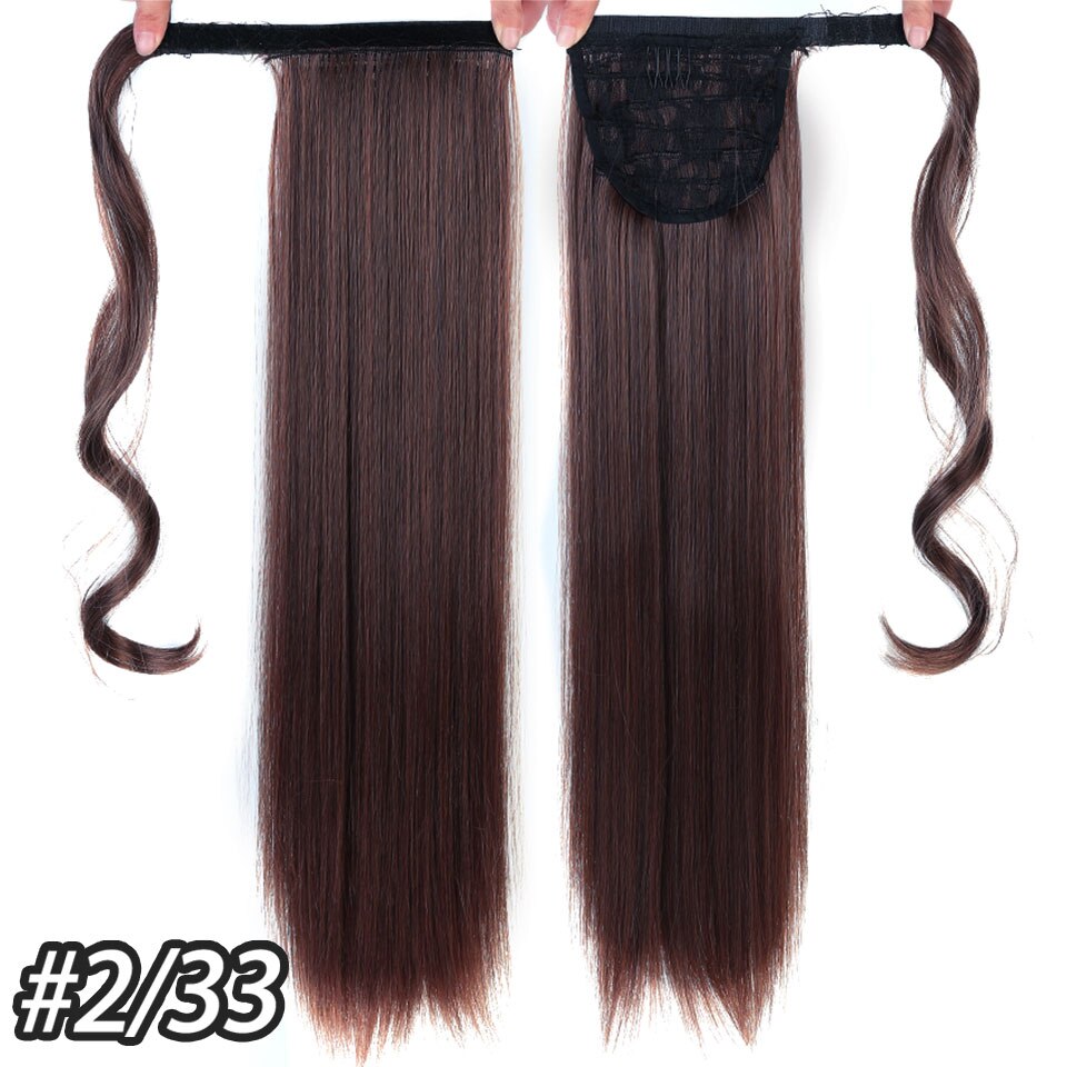 24 Inches Long wavy hair Clip In Hair Tail False Hair Ponytail Hairpiece With Hairpins Synthetic Hair Pony Tail Hair Extension: 0020-2-33 / 32inches
