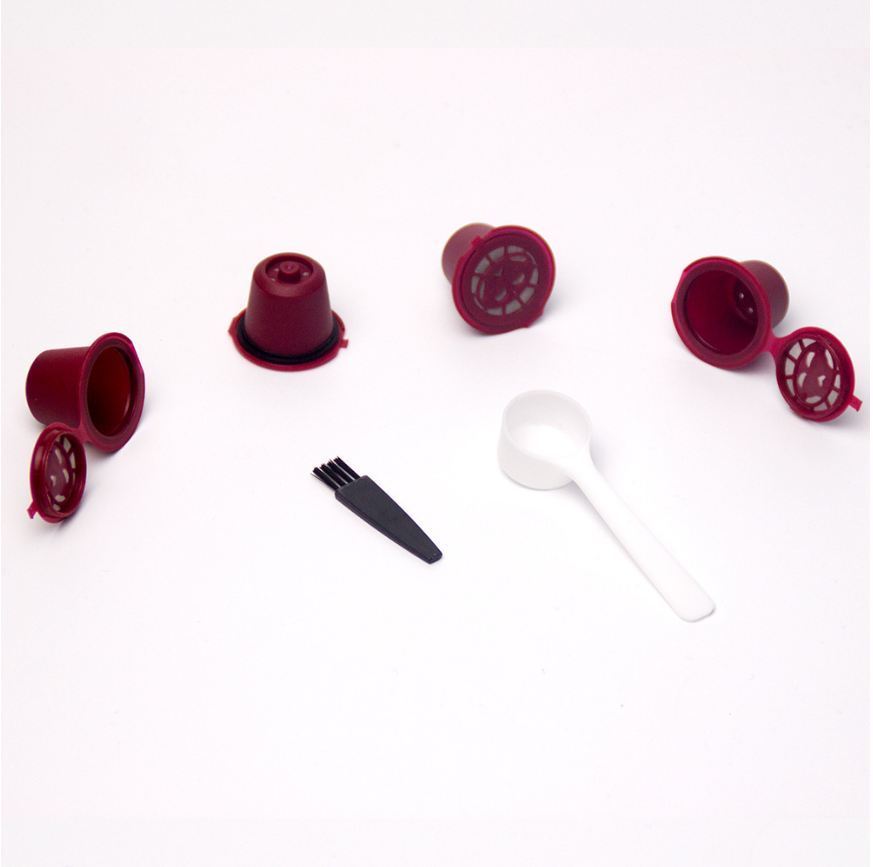 4x refillable reusable capsules pods for coffee machines 3 Colors: Red