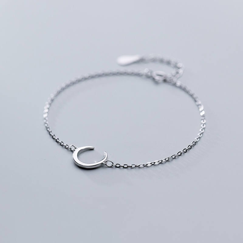 INZATT-Pulsera de plata de ley 925 con de luna, joyería fina minimalista, para mujeres: Default Title