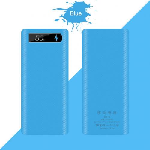 Handige Draagbare Micro Usb Type-C 18650 Batterij Behuizing Lcd Diy Mobiele Power Bank Case: Blue
