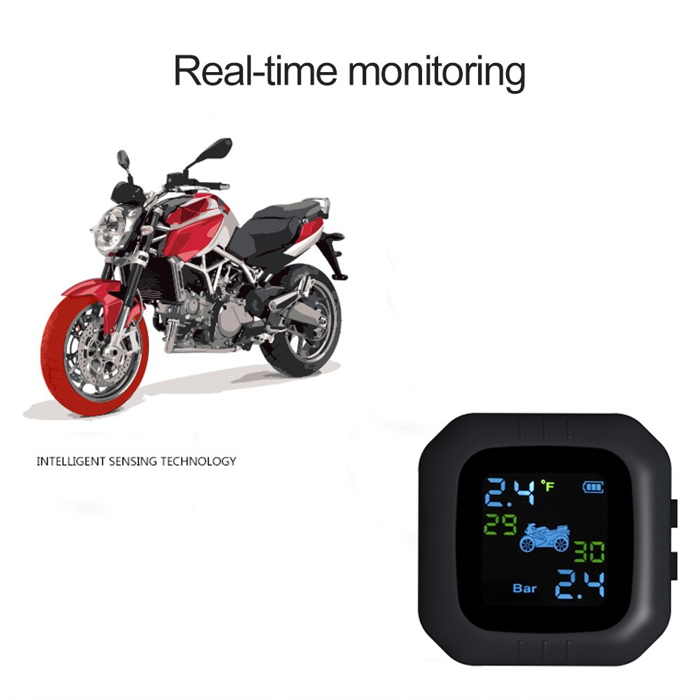 Waterproof Motorcycle Tire Pressure Monitoring System with 2 External Sensor Car Security TMPS Sensor Tire Pressure Detector