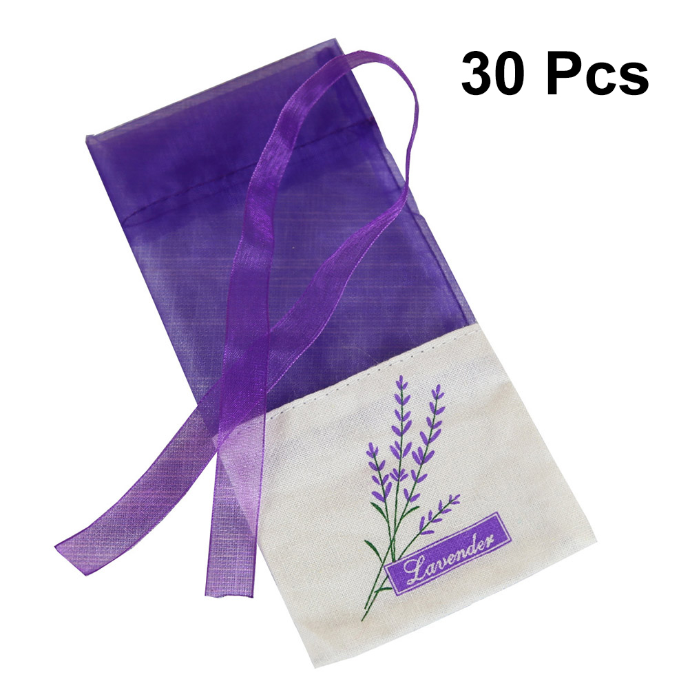 30Pcs Lege Zakjes Zak Bloem Afdrukken Geur Lavendel Zakje Bag Purse Stijl)-Licht Paars