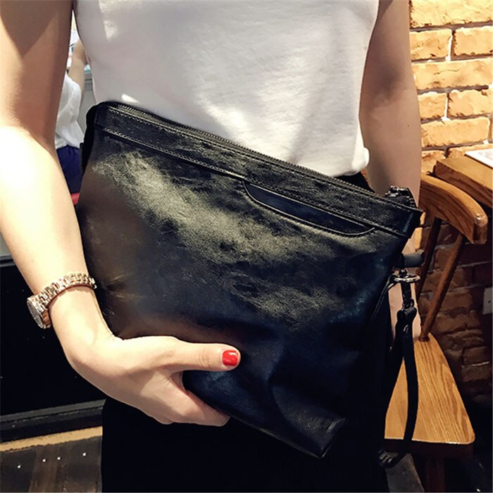 Zwarte Vrouwen Clutch Bags Portemonnee En Handtassen Grote Capaciteit Retro Envelop Schouder Messenger Bags