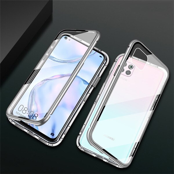 Voor Huawei P40 Lite P 40 Lite Licht P40Lite Case 360 Magnetische Metalen Voor Huawei Nova 7i 6 Se Dubbele dubbelzijdige Gehard Glas Case: for Huawei Nova 7i / 4