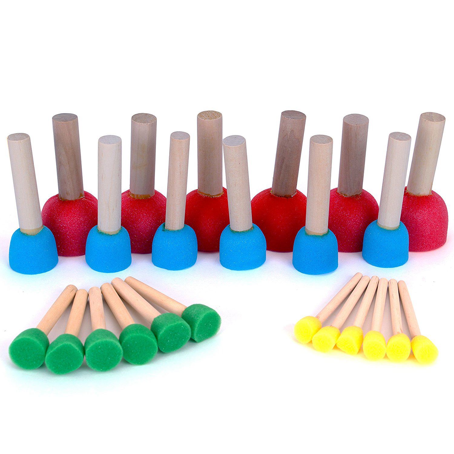 -Foam Pouncer Assortment-Sponge Painting Stippler Set 24/pkg-Foam Brush Value Pack-6(1/2 inch),6(3/4 inch),6(1-3/16 inch)6(
