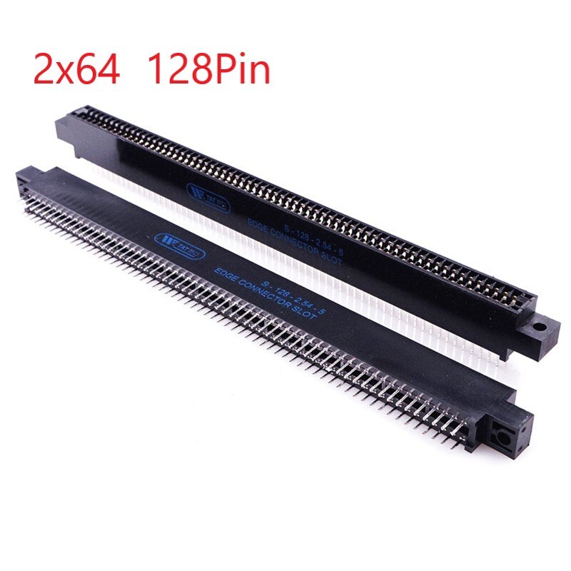Connecteur de carte de bord, pas de fente de 2.54mm oreilles, montage de prise de doigt doré, 5 pièces, 24 42 44 48 50 56 60 86 88100 128 broches PCB: 2X64 128 Pin