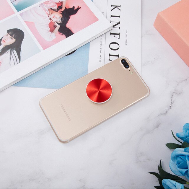 Pipsocket Metal попсокет Mobile Phone Holder Popping Bright Metallic Pocket Socket Lazy Finger Ring Expanding Stand Grip Pops: Red