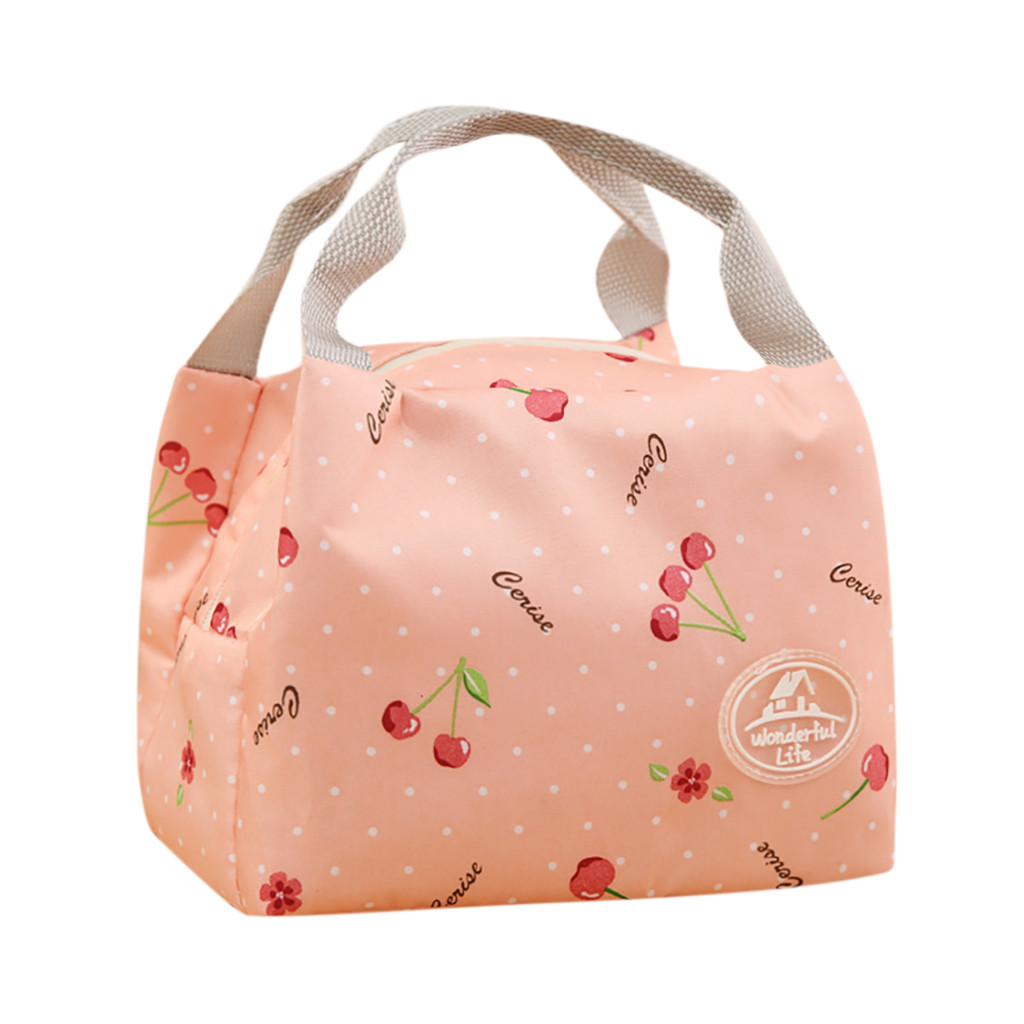 Portable isolé Oxford tissu sac à déjeuner thermique alimentaire pique-nique sacs à déjeuner pour femmes enfants hommes imprimer boîte à déjeuner sac fourre-tout # L5: Orange