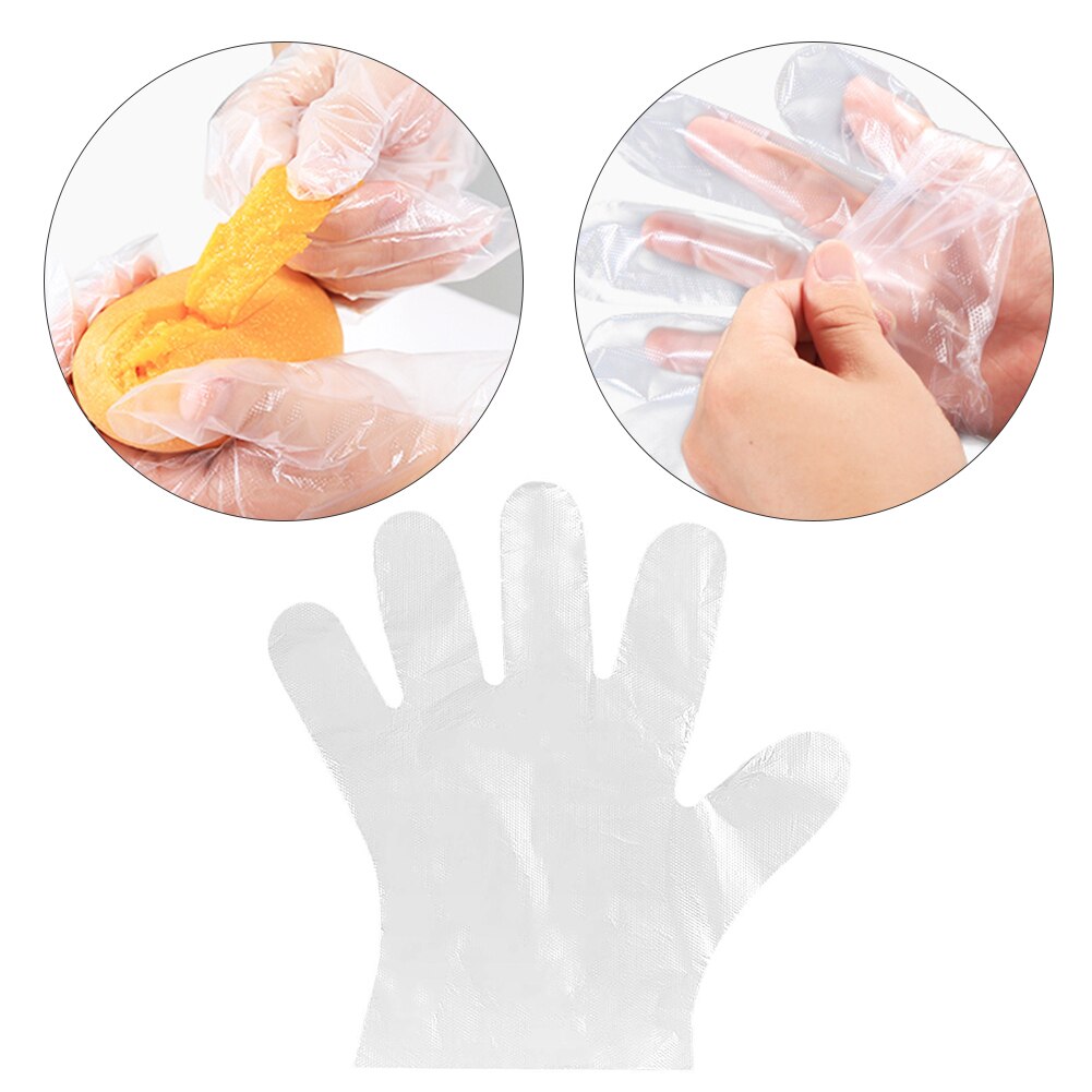 100pcs Kids Disposable Gloves Plastic Transparent Hand Gloves Protective One-off Cooking Eating Gloves For Children 4-12 year