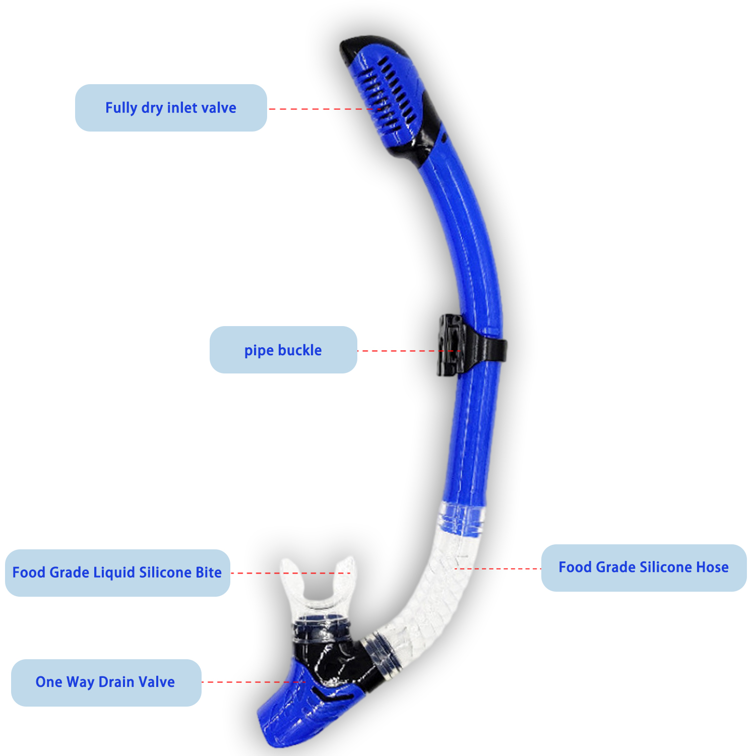 Swimming Training Snorkel Comfortable Silicone Snorkeling Single Hose Scuba Diving Adults Teenagers Children Swimming Gear