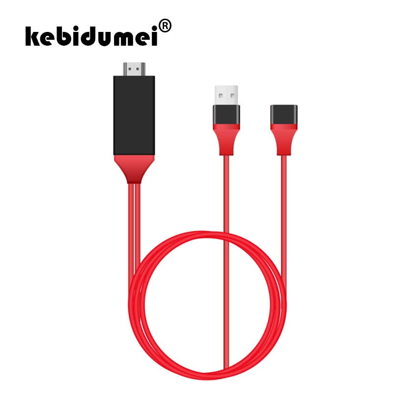 kebidumei 1m 1080P Wired TV Stick USB Female to HDMI Male with USB Power Mirroring Screen HD for IOS for Android Cable Common