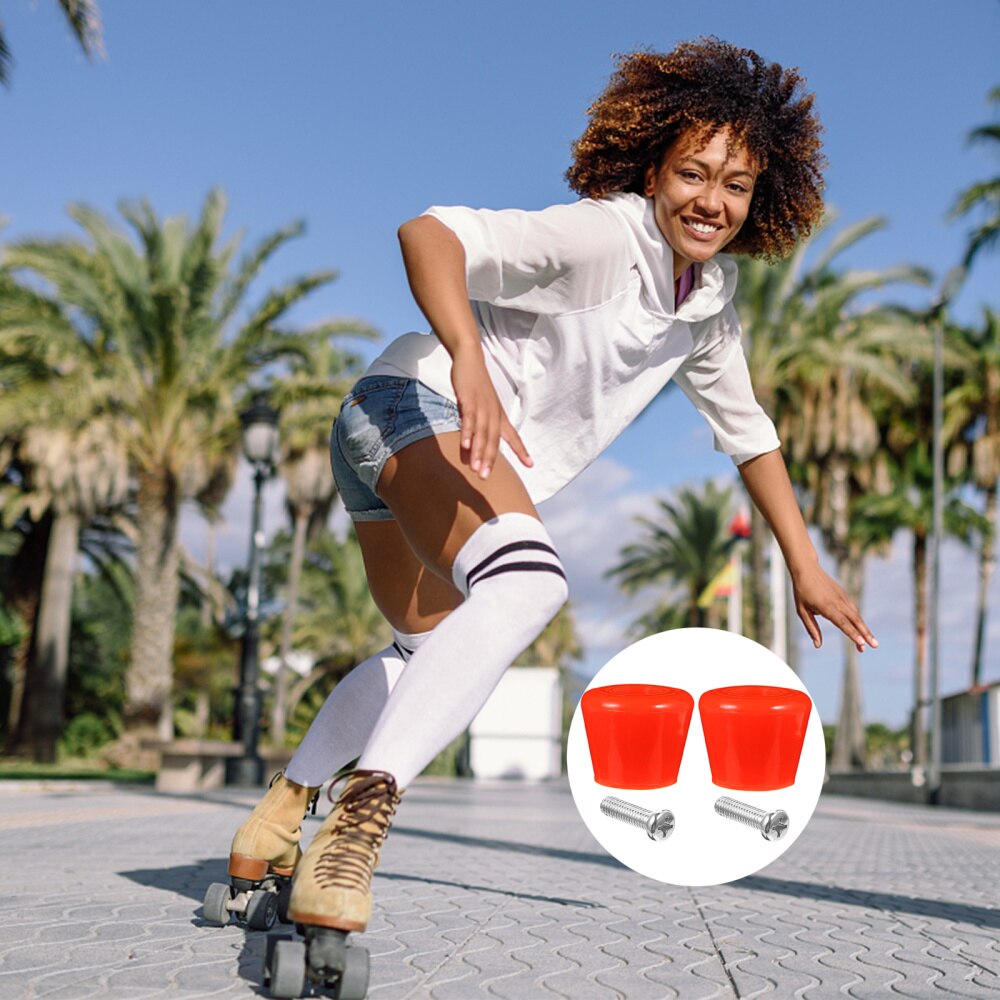 4pcs Roller Skates Brake Block Roller Skates Brake Pad Braking Shoes Holder: Red