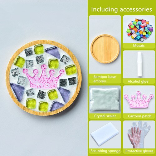 1Set Glas Mozaïek Tegels Voor Diy Handgemaakte Hobby Bamboe Coaster Handgemaakte Voor Kinderen Puzzel Mozaïek Materiaal: 15