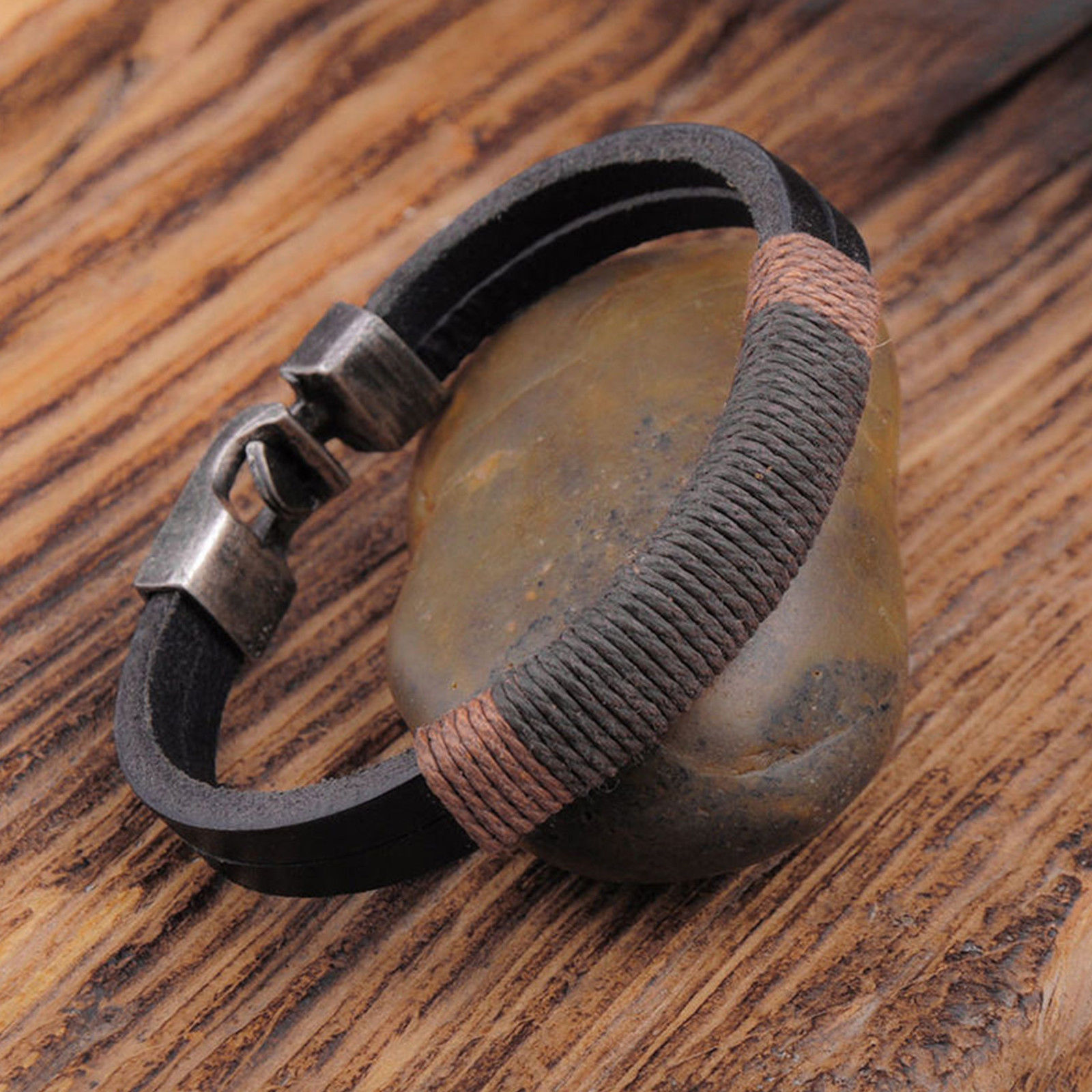 Men's Braided Leather Bracelet Vintage Charm Bangle Wristband Jewelry Retro Bangles