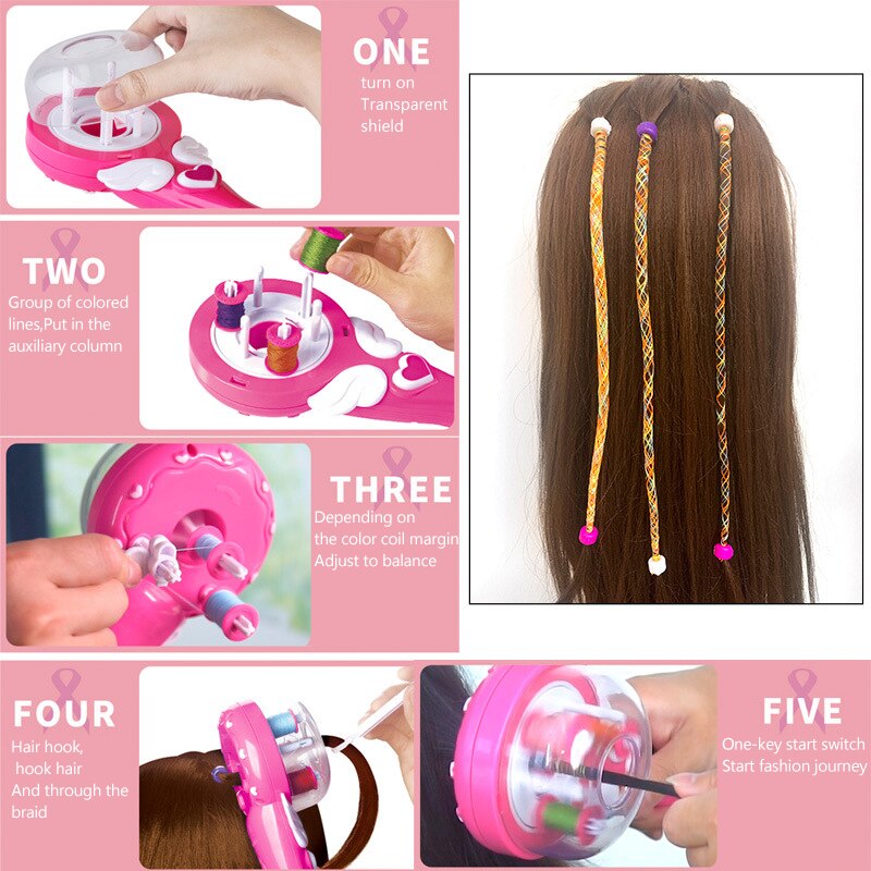 Elektrische Automatische Haar Braider Diy Vlechten Kapsel Tool Twist Braider Machine Haar Vlecht Weave Speelgoed Voor Meisje Kind