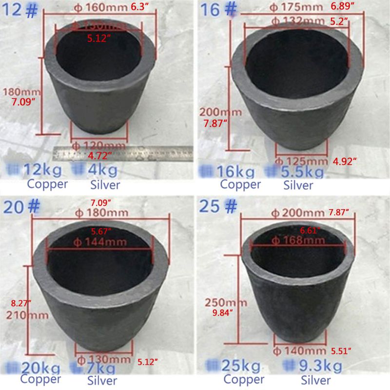 1-5 キロファウンドリ粘土黒鉛ルツボ黒カップ炉トーチ溶融鋳造精錬ゴールドシルバー銅真鍮アルミ