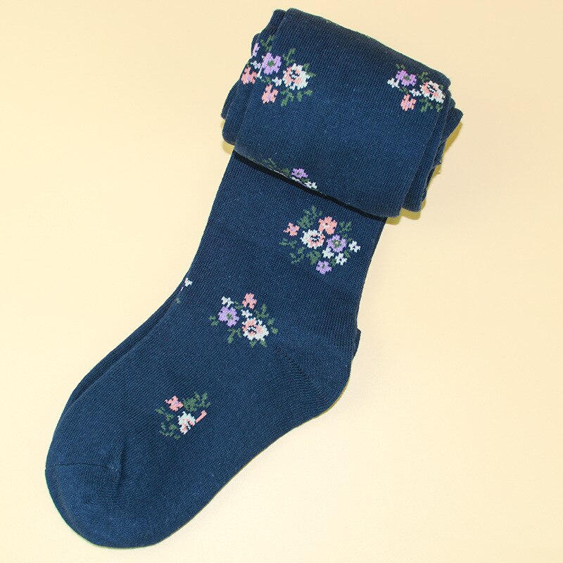 Flower Print Tights for Girls Children Pantyhose Kids Cotton Dance Stockings for Girls Flora Clothing 3-9 Years Spring: Blue / 85 to 100cm