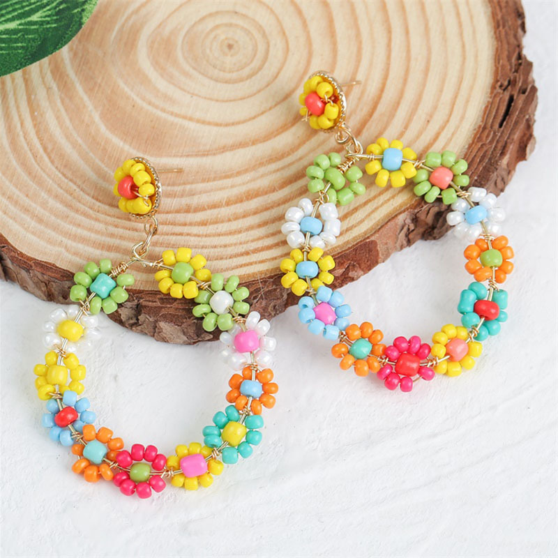 Böhmen schneiden Süssigkeit Farbe Perlen Blume Ohrring Handgemachte Runde Eeometry Ohrringe Für Frauen Partei Strand Schmuck Schmuckstück