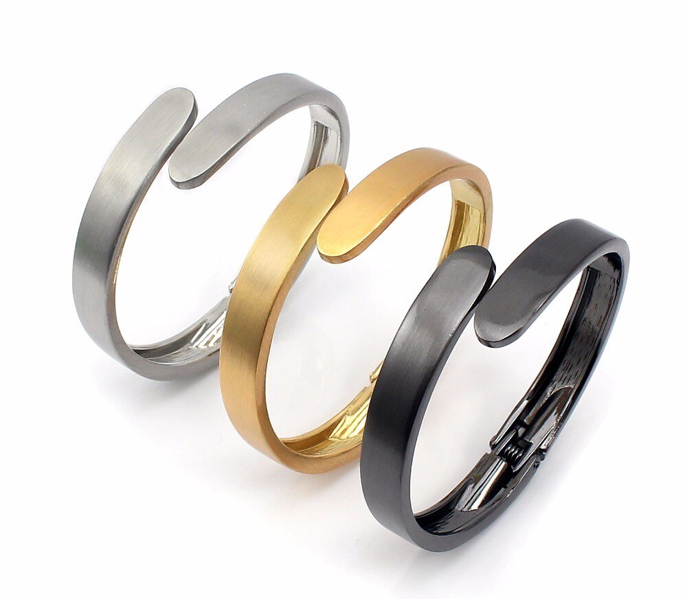 3 Colors Cuff Bracelets For Women/Men Stainless Steel Matte Bangle Jewelry Bijoux Accessories Valentine
