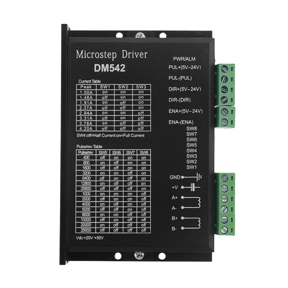 DM542 Stepper Motor Controller 2-phase Digital Stepper Motor Driver 18-48 VDC Max. 4.2A for 57 86 Series Motor