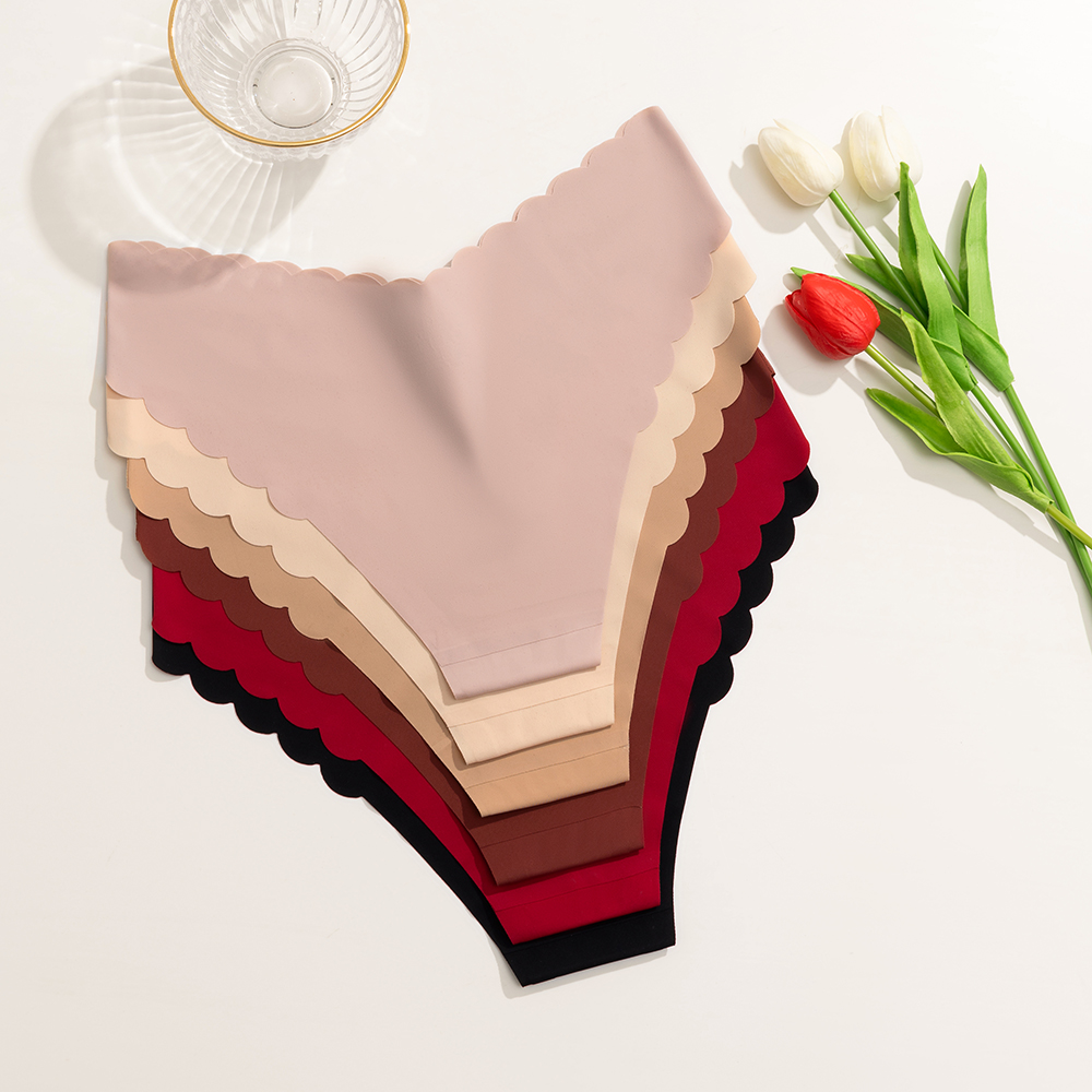 Lenjerie intimă pentru femei, chiloți de mătase fără cusături, cu talie joasă, bikini sexy, slipuri, margini ondulate solide, lenjerie intimă moale