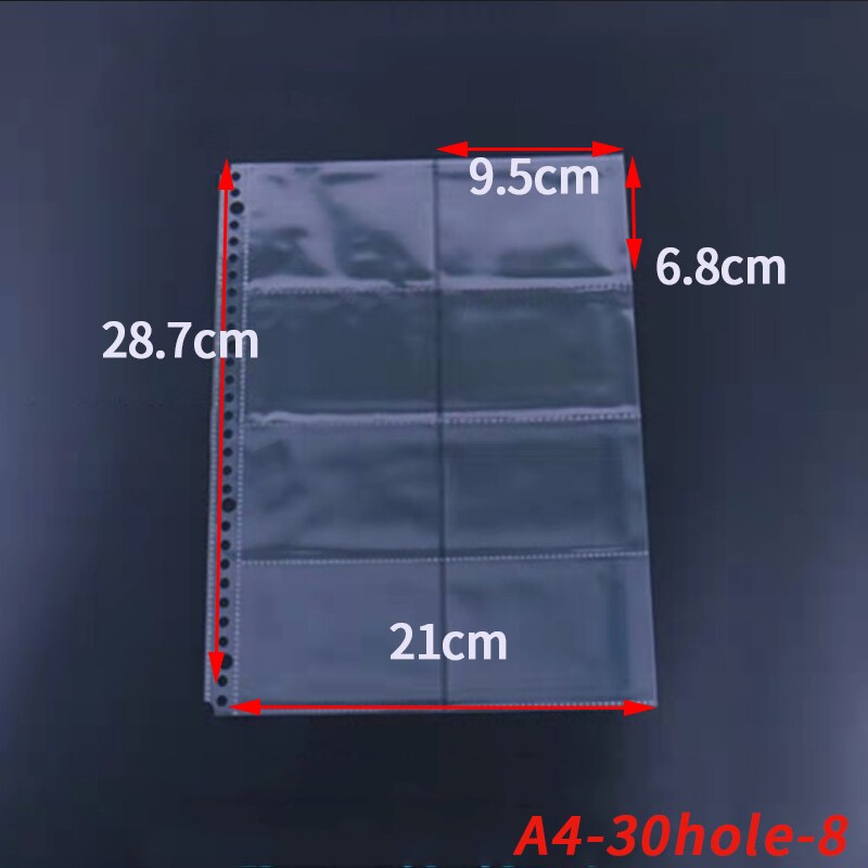 25PCS A3/A4/A5/B5 Clear Plastic Punched Pockets Folders Thin Leaf Documents Sheet Protectors Filing Products Per Page Organizer: A4-30-8