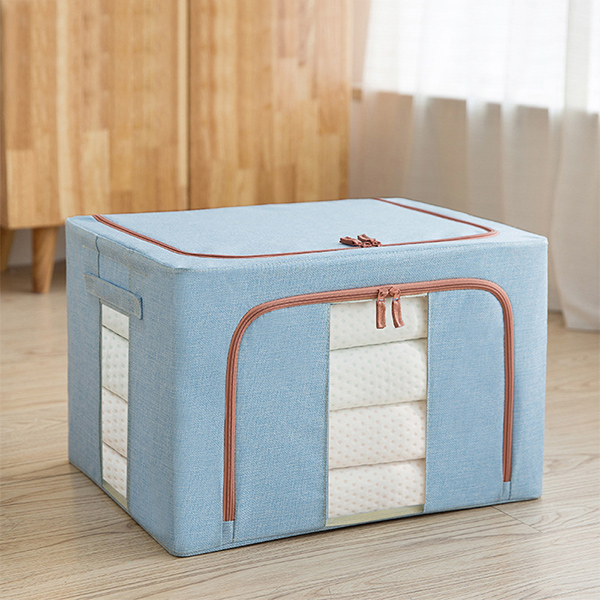 Oxford Cloth Storage Box Steel Frame Storage Box Waterproof Transparent Fabric Home Storage For Clothes Socks Underwear: sky blue