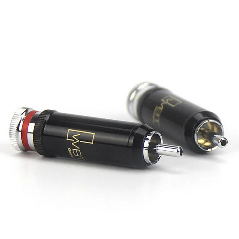 4pcs WBT-0102 RCA Plug Rhodium Plated Self-locking Welding RCA Plug Connector HiFi Audio Signal Cable RCA Plug