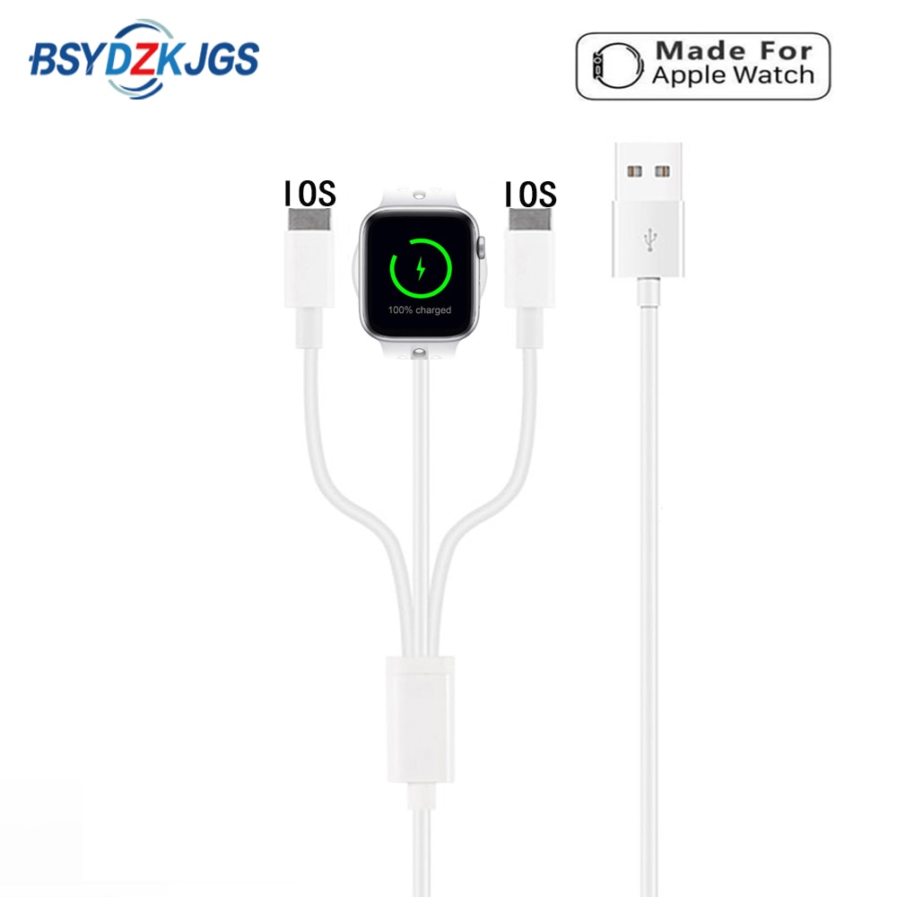 Bsydzkjgs 3 In 1 Draadloze Oplader Voor Apple Horloge 1 2 3 4 Quick Charger 1.2 Usb-kabel Voor Iphone X Xs 8 Plus Ipod Usb Datakabel