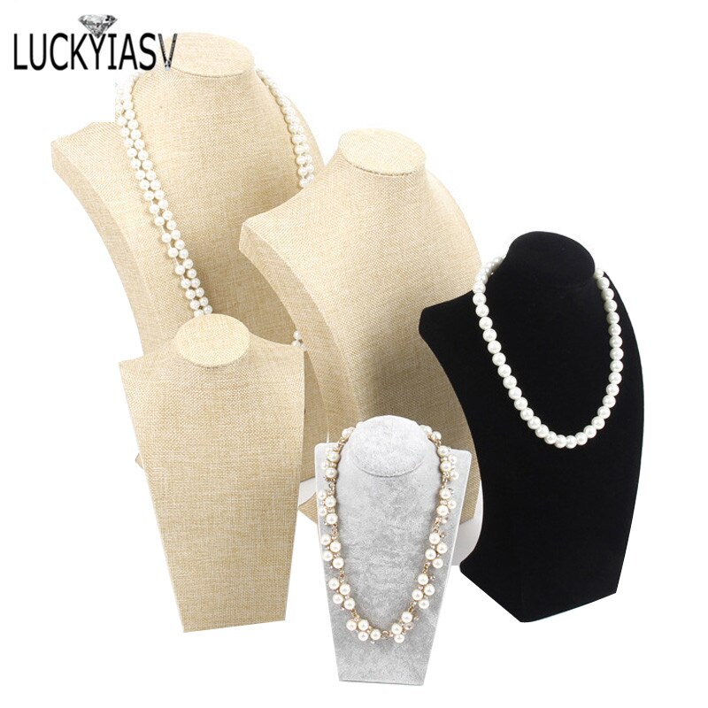 Portrait 20cm-25cm-30cm-35cm-40cm lin collier présentoir porte bijoux Mannequin buste pour collier pendentif affichage