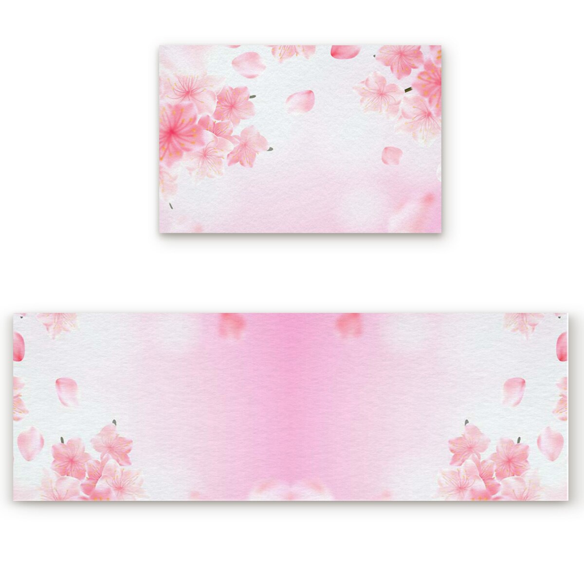 2 stk / sett rosa gradert blomst vår kjøkkenmatte langt soverom inngang dørmatte hjem gulv dekor teppe stue teppe