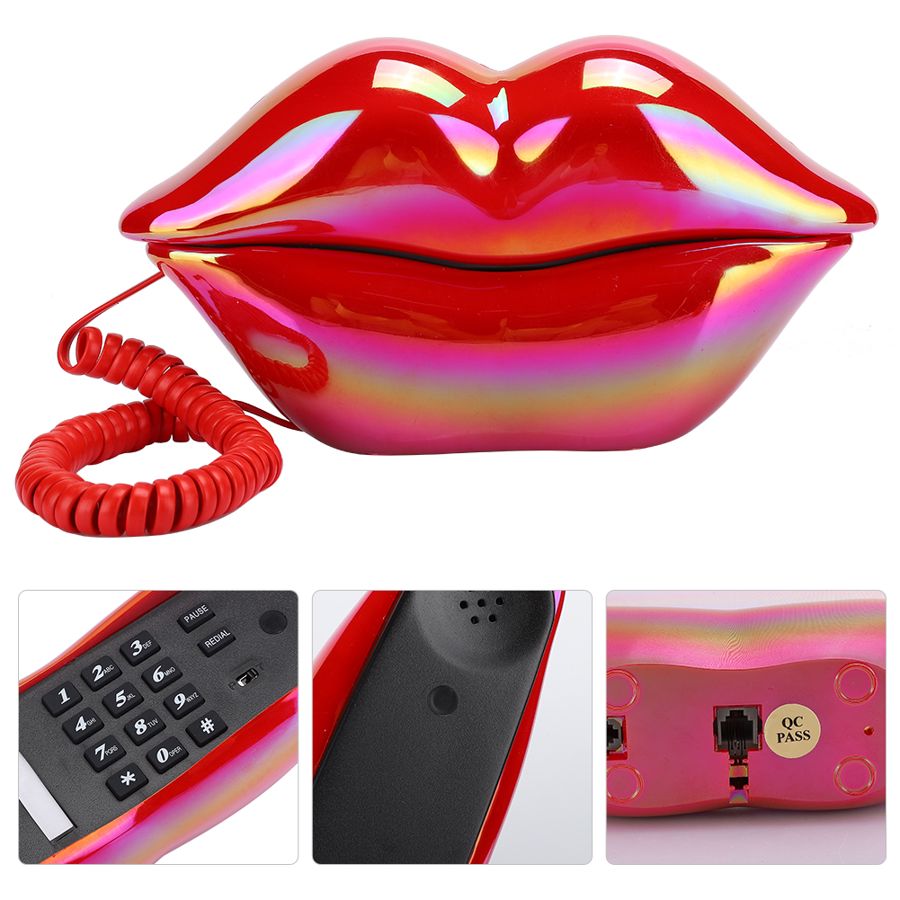 Rode Lippen Vaste Telefoon Europese Desktop Telefoon Voor Thuis Bureau Vaste Telefoon Mond &#39;S Lippen Vorm Telefooncontactpersoon