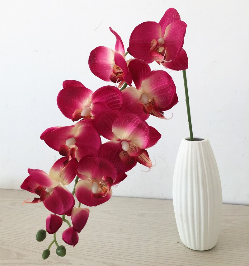 10p phalaenopsis orkide blomster 78cm kunstige simulerings orkideer hvit/rosa/fuchsia/lilla/grønn/blå farger for bryllupsblomst: Fuchsia