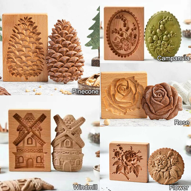 Holz Cookie Schimmel Haushalt Lebkuchen Kuchen Schimmel Presse 3D Keks Präge Formen Bäckerei Gerät Backen Werkzeug Küche Liefert