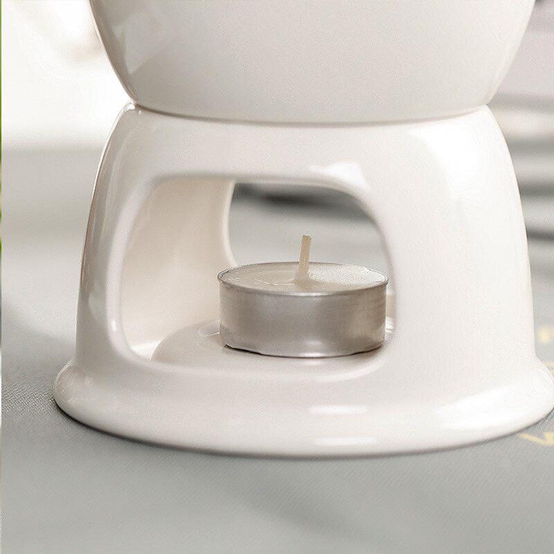 Fondue Pot Set, Glazed Ceramic Fondue Set for Chocolate Fondue or Cheese Fondue – Perfect Idea for Birthday