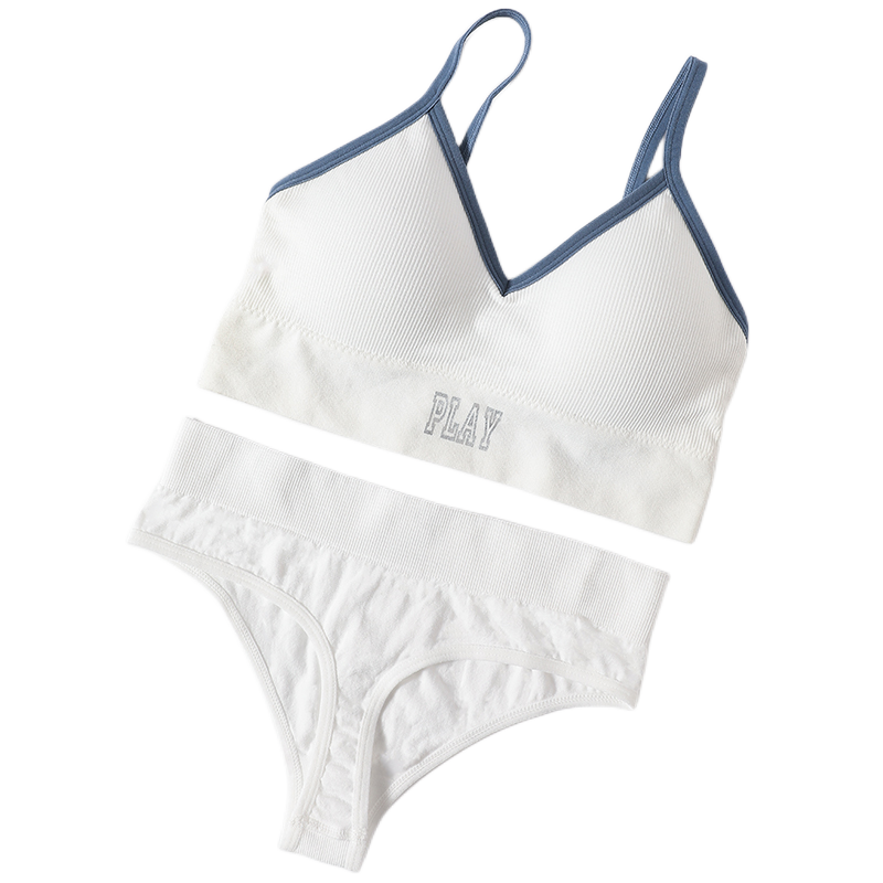 Conjunto de Sujetador deportivo sin costuras para mujer, tangas sexys de tiro alto, bragas sin aros, ropa interior cómoda, lencería femenina