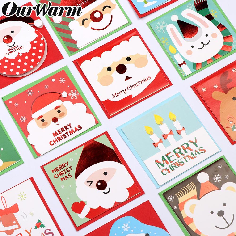 OurWarm 20pcs Kerst Jaar Kaarten Uitnodigingskaart met Envelop Cartoon Snoman Santa kids Birthday Party Favor Kaarten