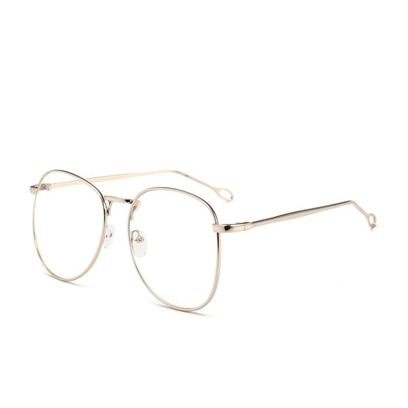 Occhiali da computer ovali con montatura in metallo di moda per personalità unisex anti-UV donna uomo occhiali da vista occhiali finti: argento