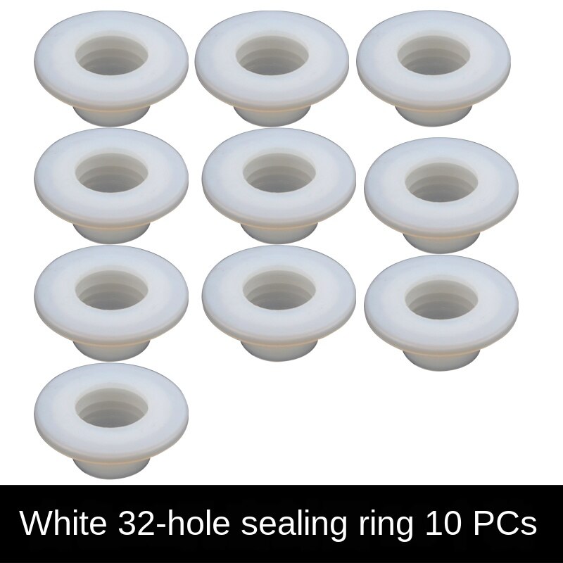 Toilet 40/50 drain pipe deodorant silicone seal washer drain pipe air conditioning pipe dual purpose anti-backwash: White 32holes(10Pcs)