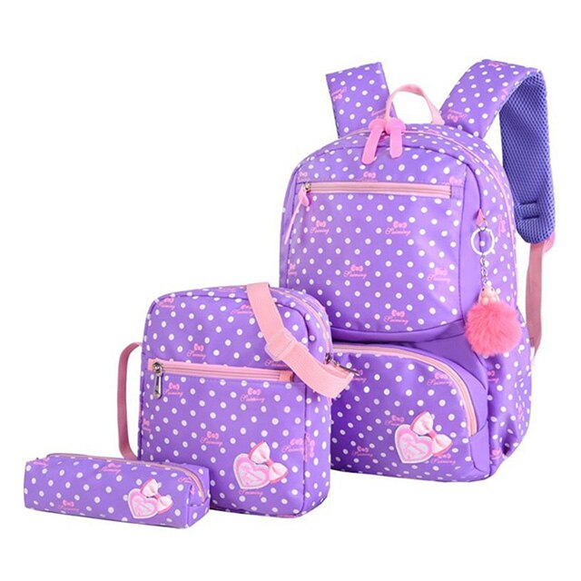 3 Pcs Afdrukken Schooltas Voor Kinderen Kids School School Rugzakken Voor Meisjes Tiener Roze Paars Bagpack: 4