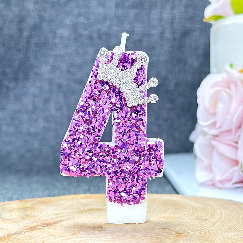 Purple digital birthday candle cake decoration birthday candle: Rainbow