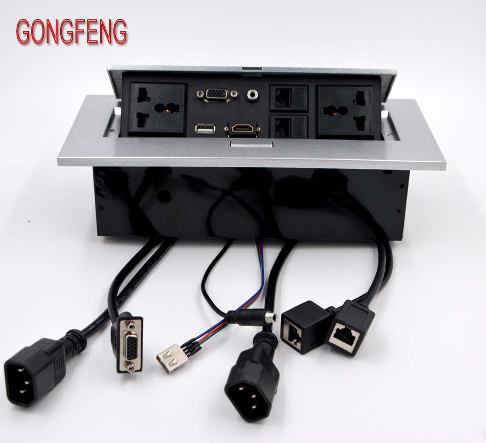 Special Multimedia Desktop Universal Power Jack HI Free Connection box office conference Table Socket Silvery
