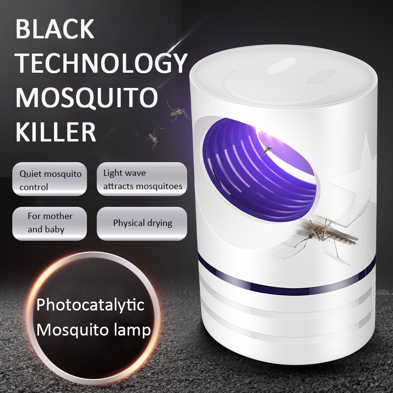 1*Electric Mosiquito Killer Lamp Fly Killer Bug Zapper Insect Control LED Light Photocatalyst Lamp Silent Killing Pest Repellent