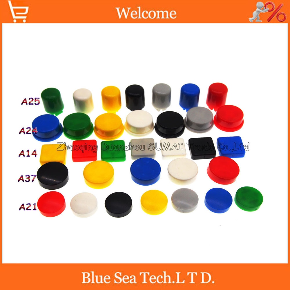 5 modellen kiezen of Mix Tactile Drukknop Cap, tact Switch knop Cap voor 12*12*7.3mm schakelaar, multi/Mix Kleur