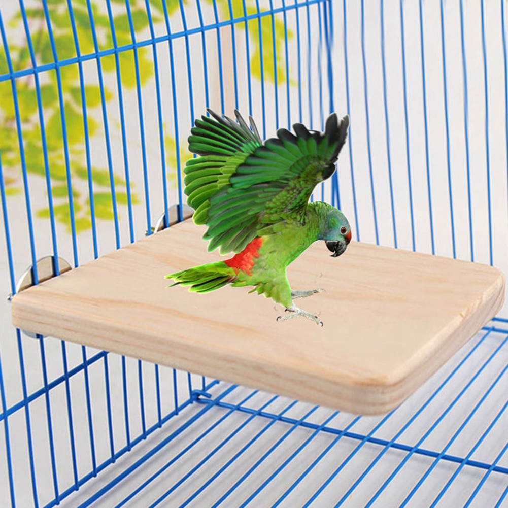 Madera Natural loro jaula para pájaros perchas soporte plataforma periquitos y mascotas de madera Budgie juguetes suministros colgantes 13cm x 9cm